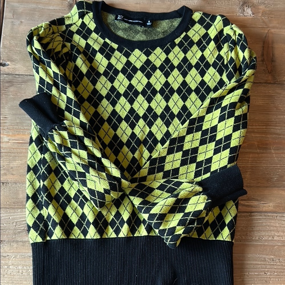 New York & Company Black and Yellow Cardigan Sweater, Women’s S